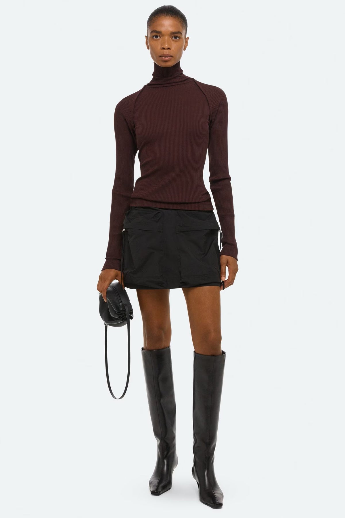helmut lang shrug turtleneck mahogany