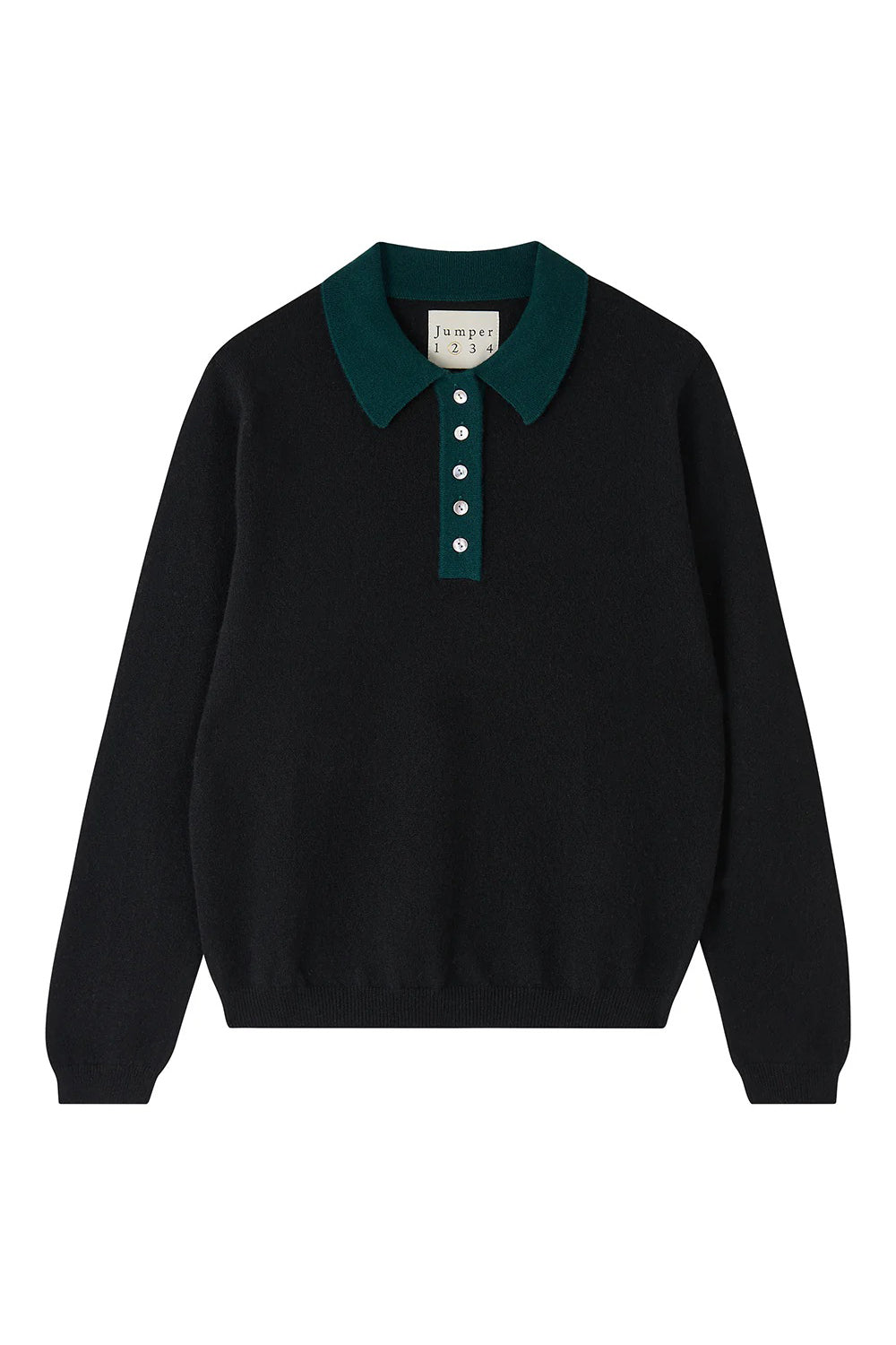 jumper 1234 contrast polo black bottle green