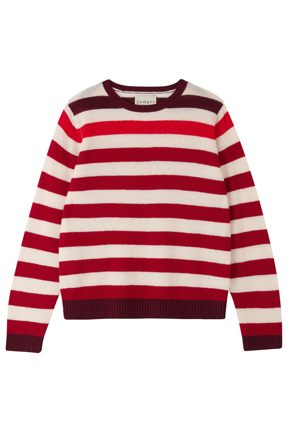 jumper 1234 gradient stripe crew burgundy combo