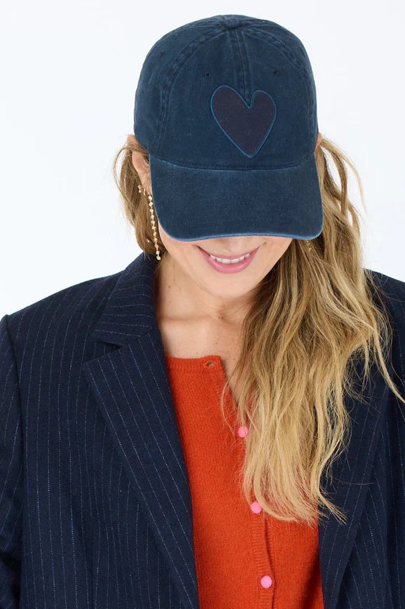 Kerri Rosenthal Hat Kerri Rosenthal Heart Patch Baseball Hat - Indigo/White – CAMI main image 4