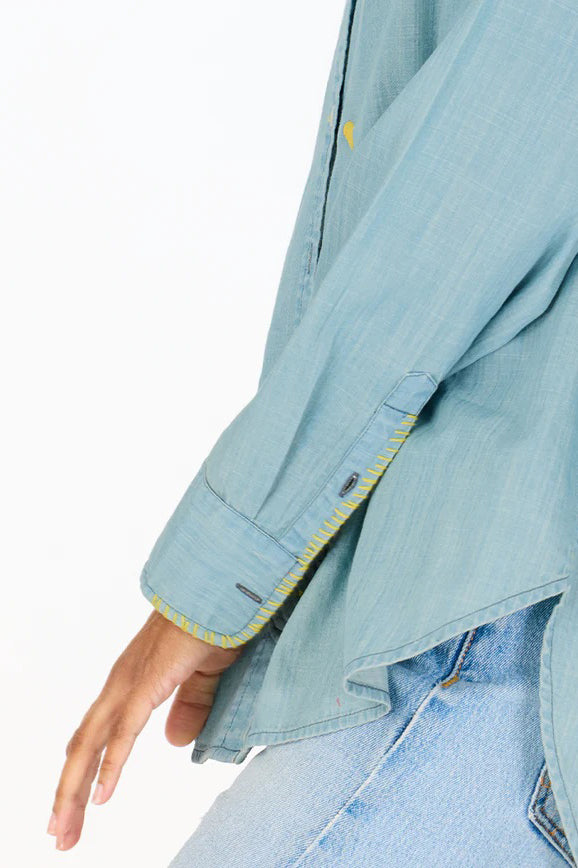 kerri rosenthal mia shirt love chambray blue