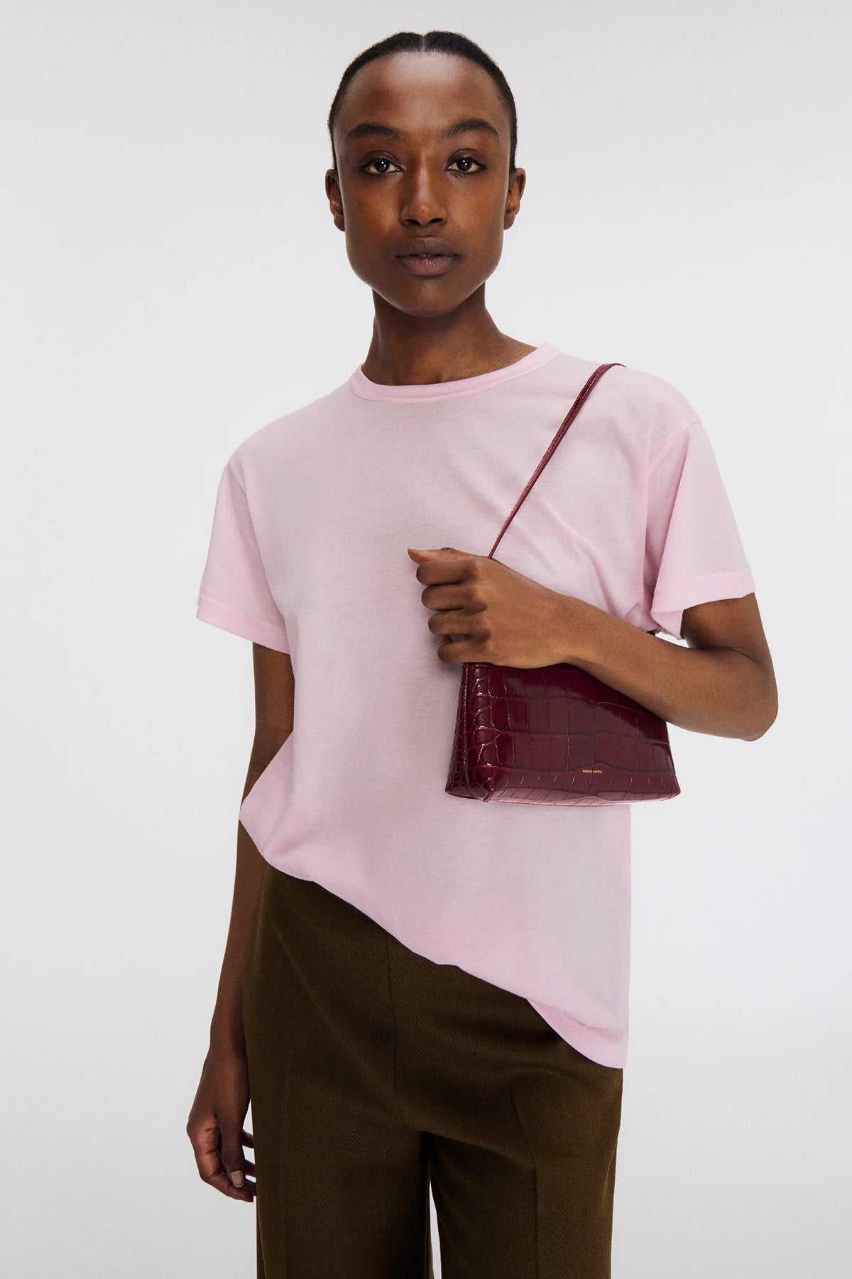 mansur gavriel gaia shoulder bag oxblood croc