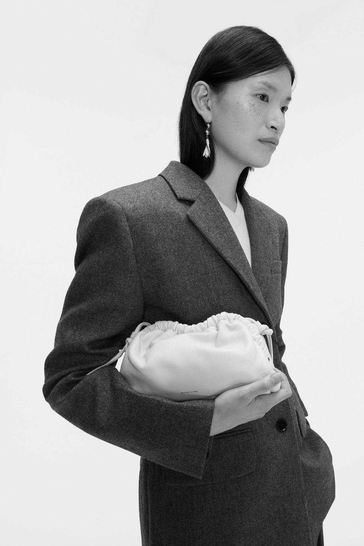 mansur gavriel mini cloud clutch gold