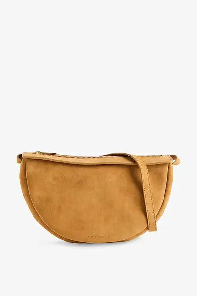 mansur gavriel moon sling bag caramel suede