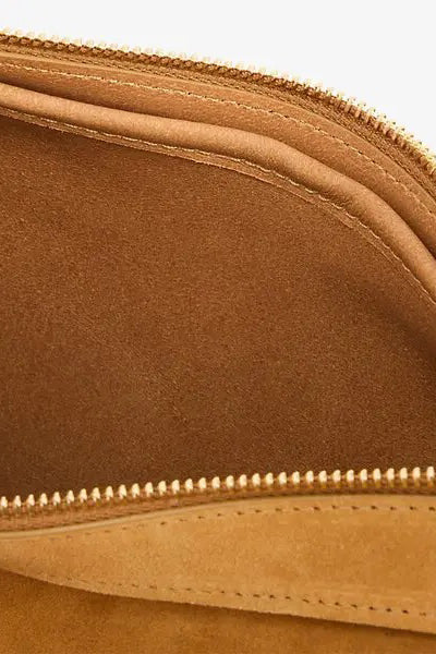 mansur gavriel moon sling bag caramel suede