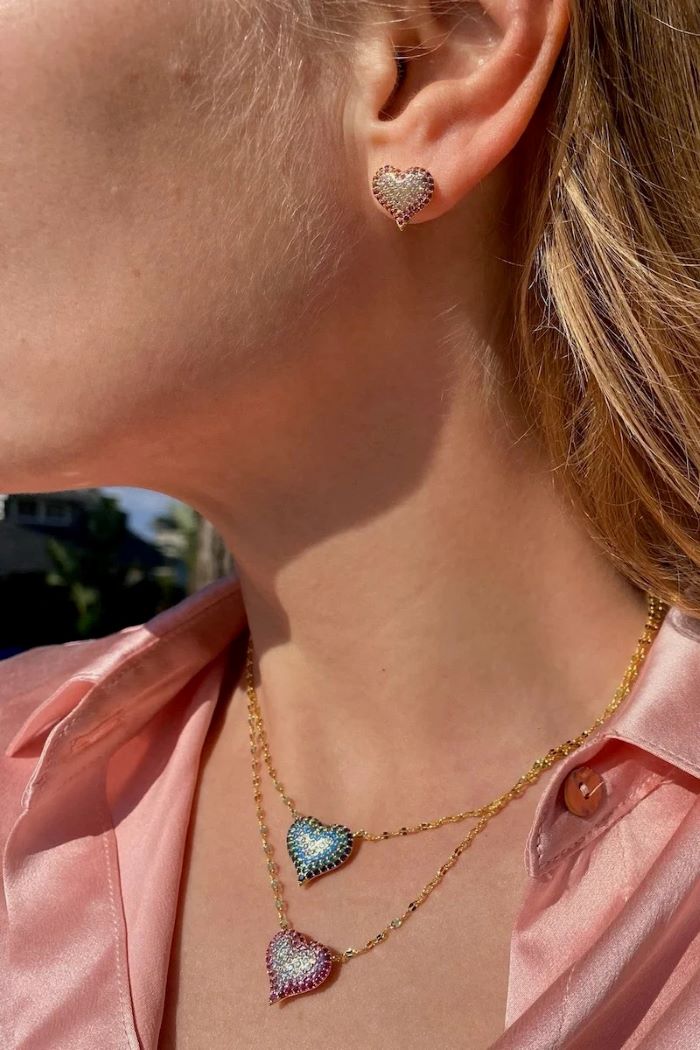 native gem queen of hearts stud earrings