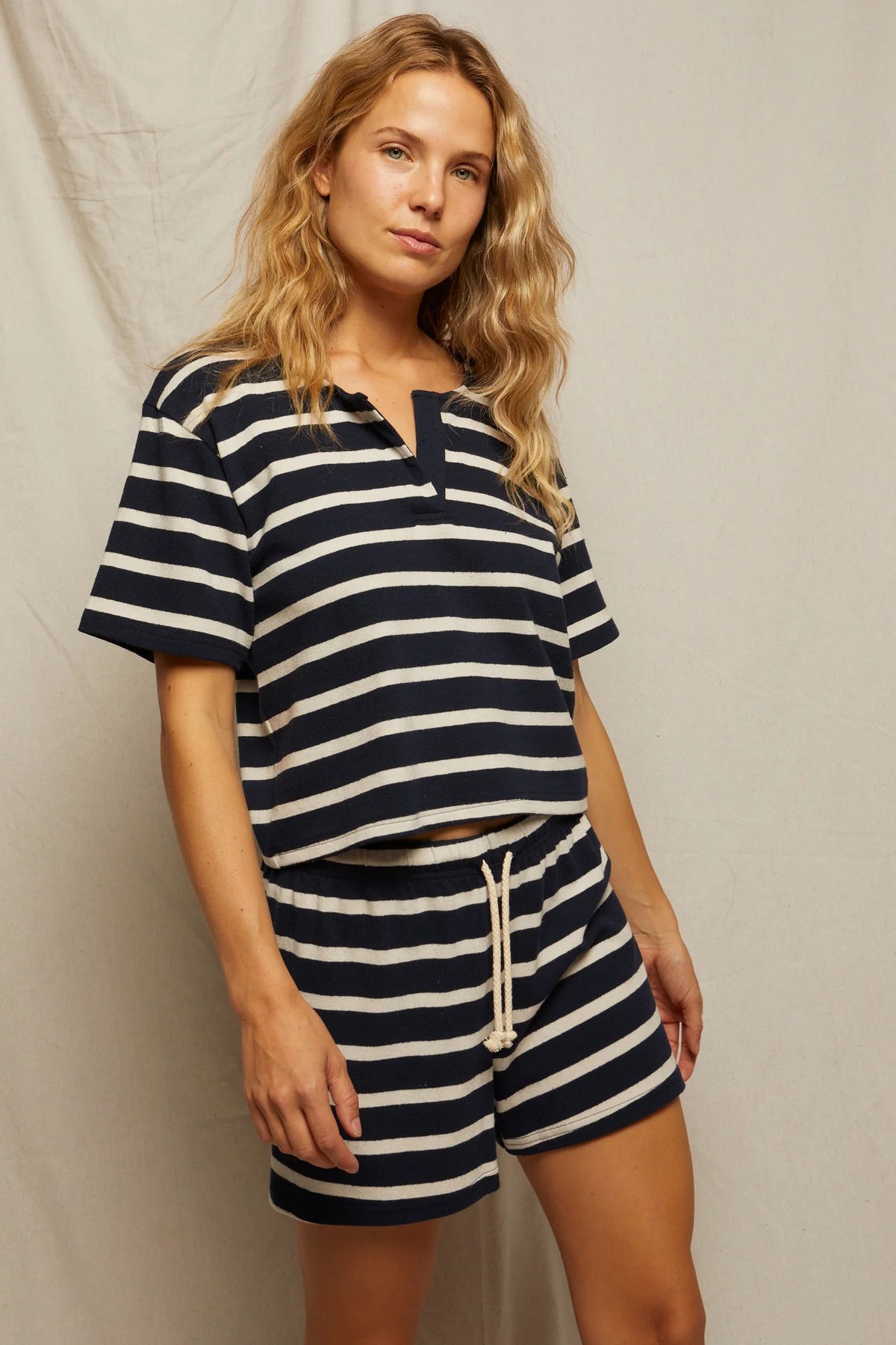 perfectwhitetee jesse navy natural stripe
