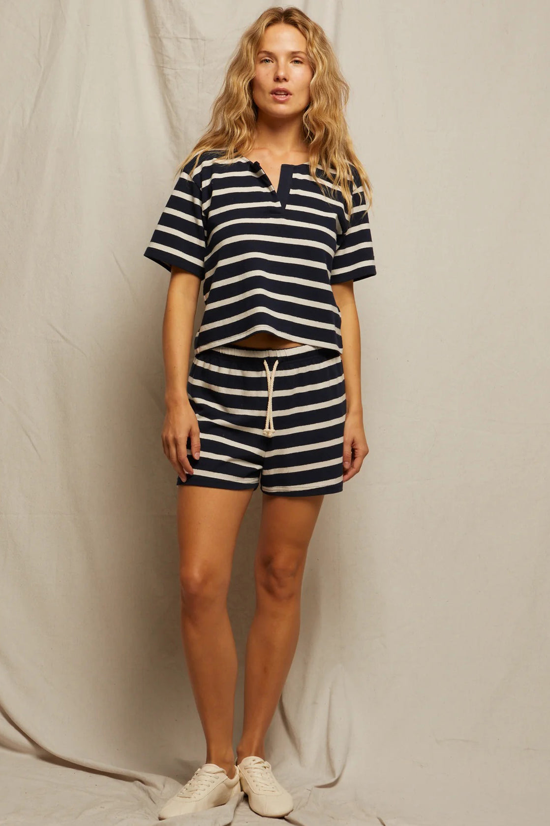 perfectwhitetee jesse navy natural stripe