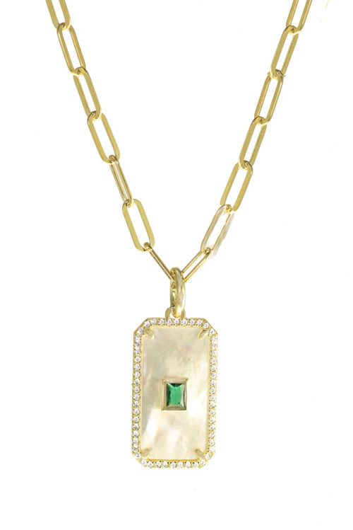rachel reinhardt mother of pearl and emerald necklace
