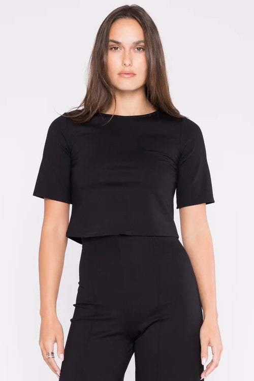 ripley rader ponte knit short sleeve top black