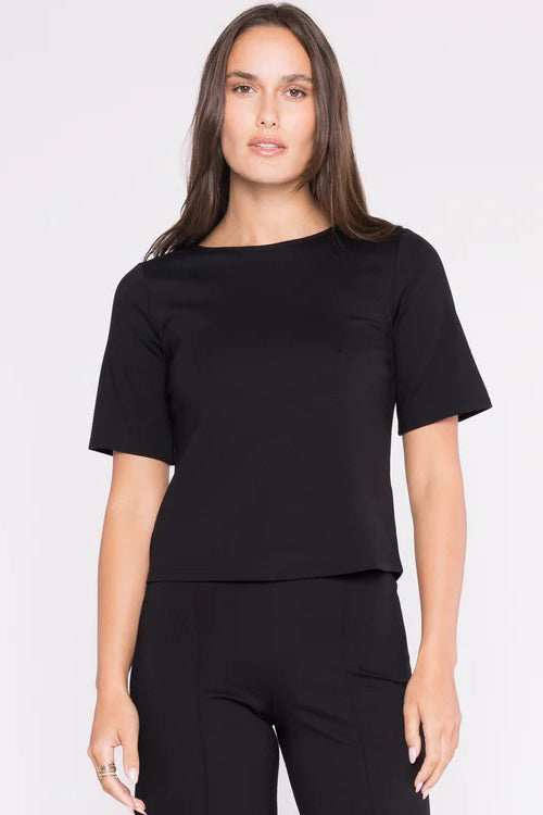 ripley rader ponte knit short sleeve top extended black