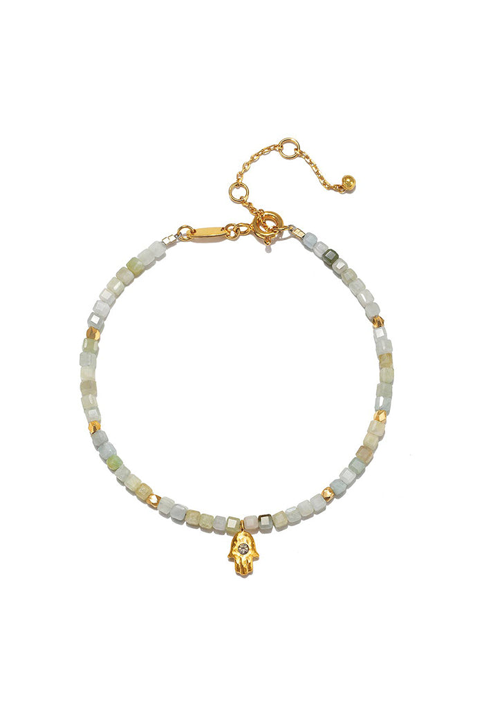 satya green aquamarine hamsa bracelet