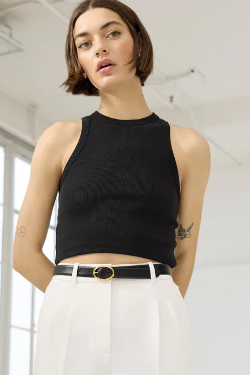 soldout.nyc the cropped not so basic tank black