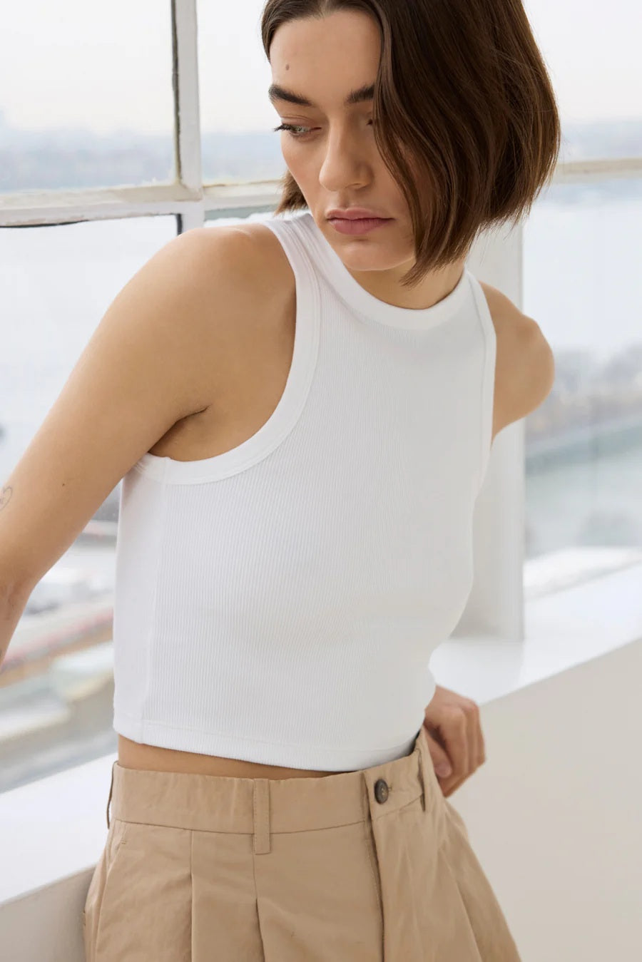 soldout.nyc the cropped not so basic tank white