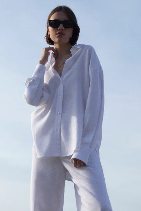 soldout.nyc the linen everything shirt white