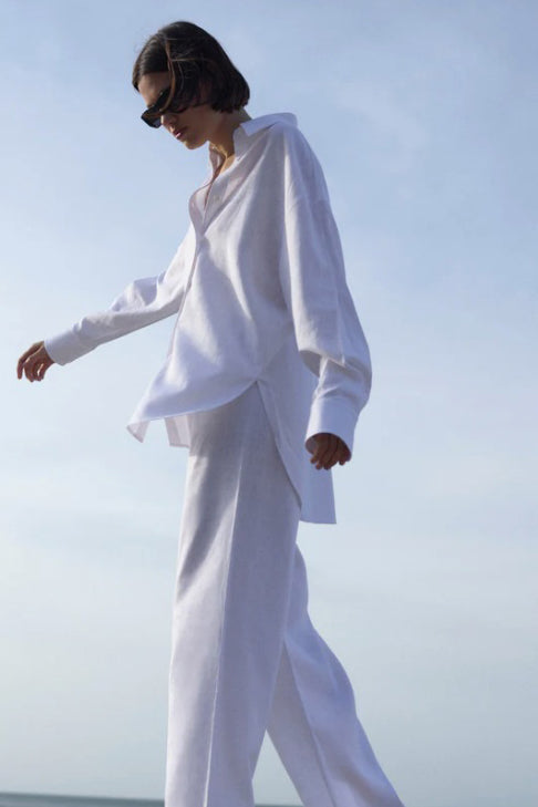 soldout.nyc the linen everything shirt white