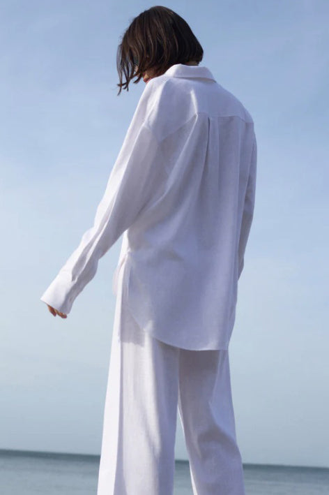 soldout.nyc the linen everything shirt white