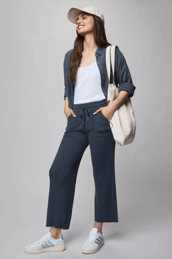 splendid georgie rib pant ice navy