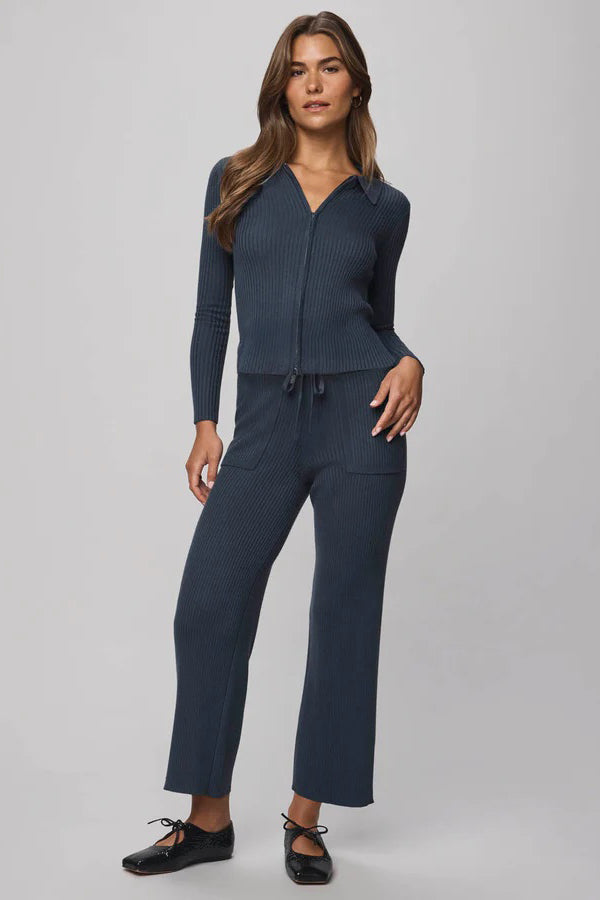 splendid georgie two-way zip cardigan ice navy