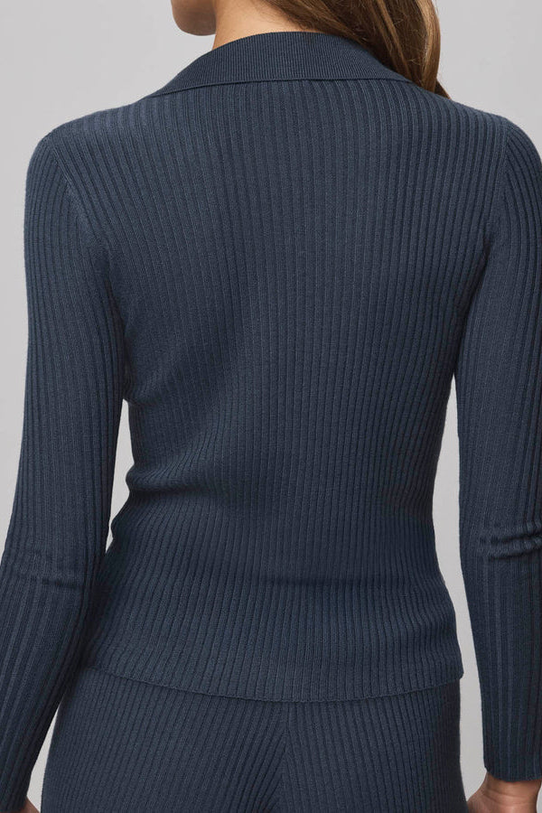 splendid georgie two-way zip cardigan ice navy