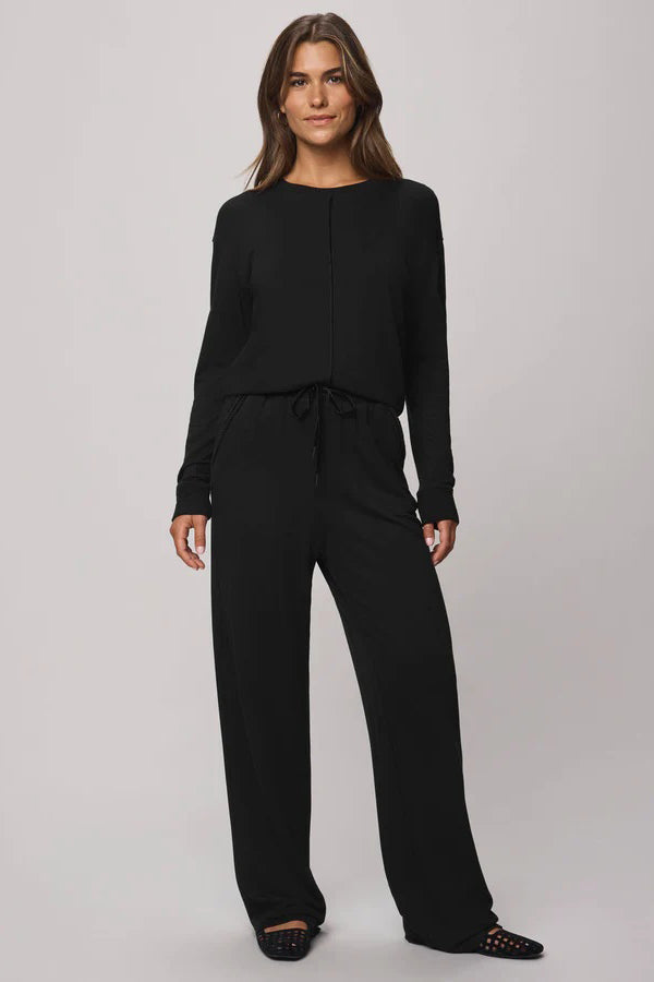 splendid supersoft trim pullover black