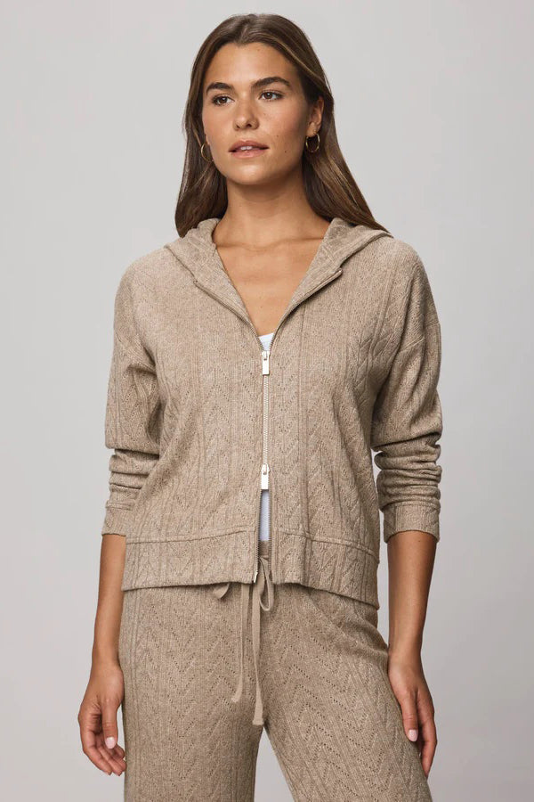 splendid sweatersoft zip up hoodie light cedar heather