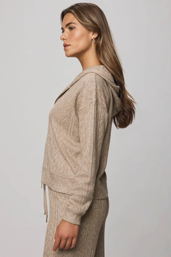 splendid sweatersoft zip up hoodie light cedar heather