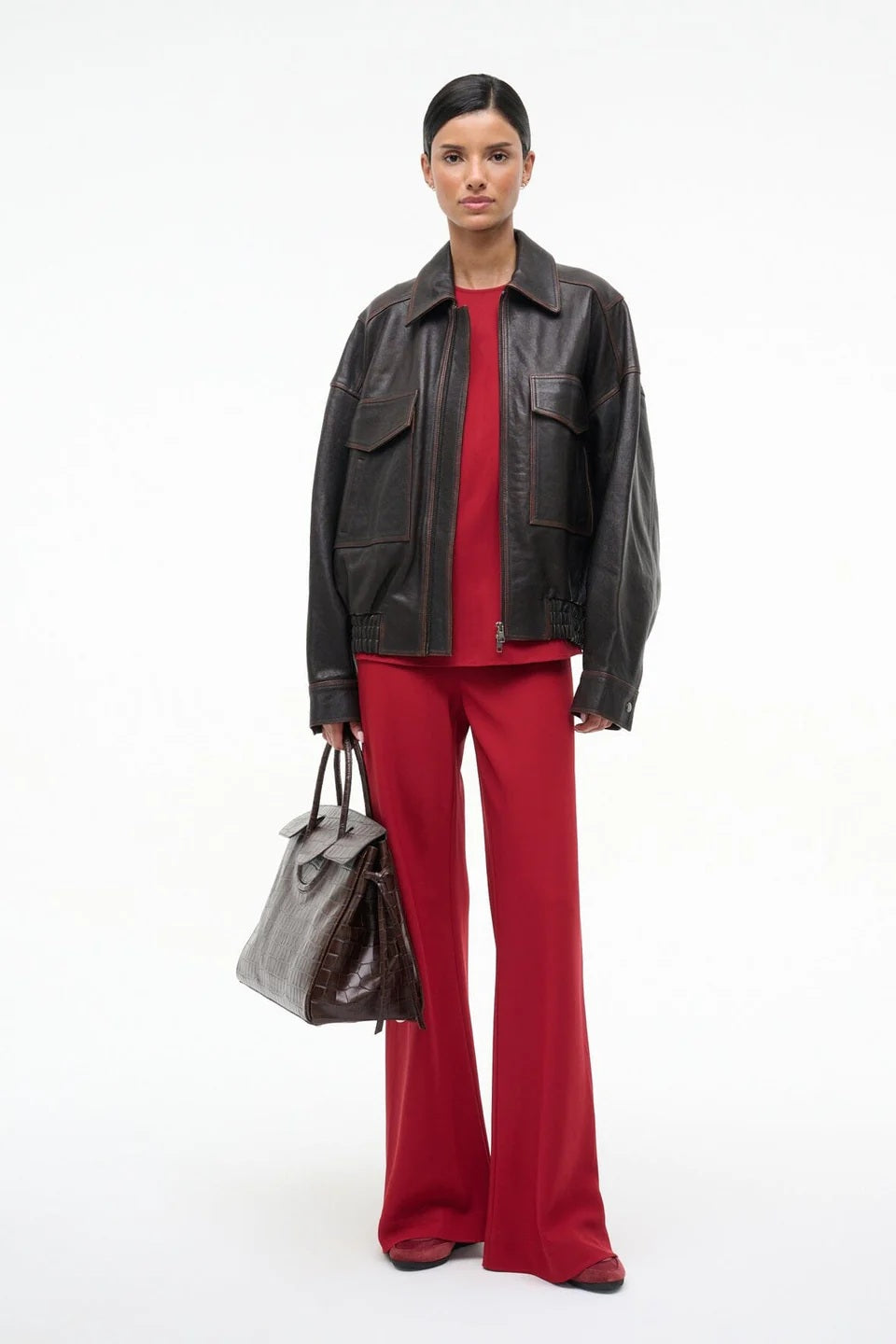 staud bronte top pomegranate