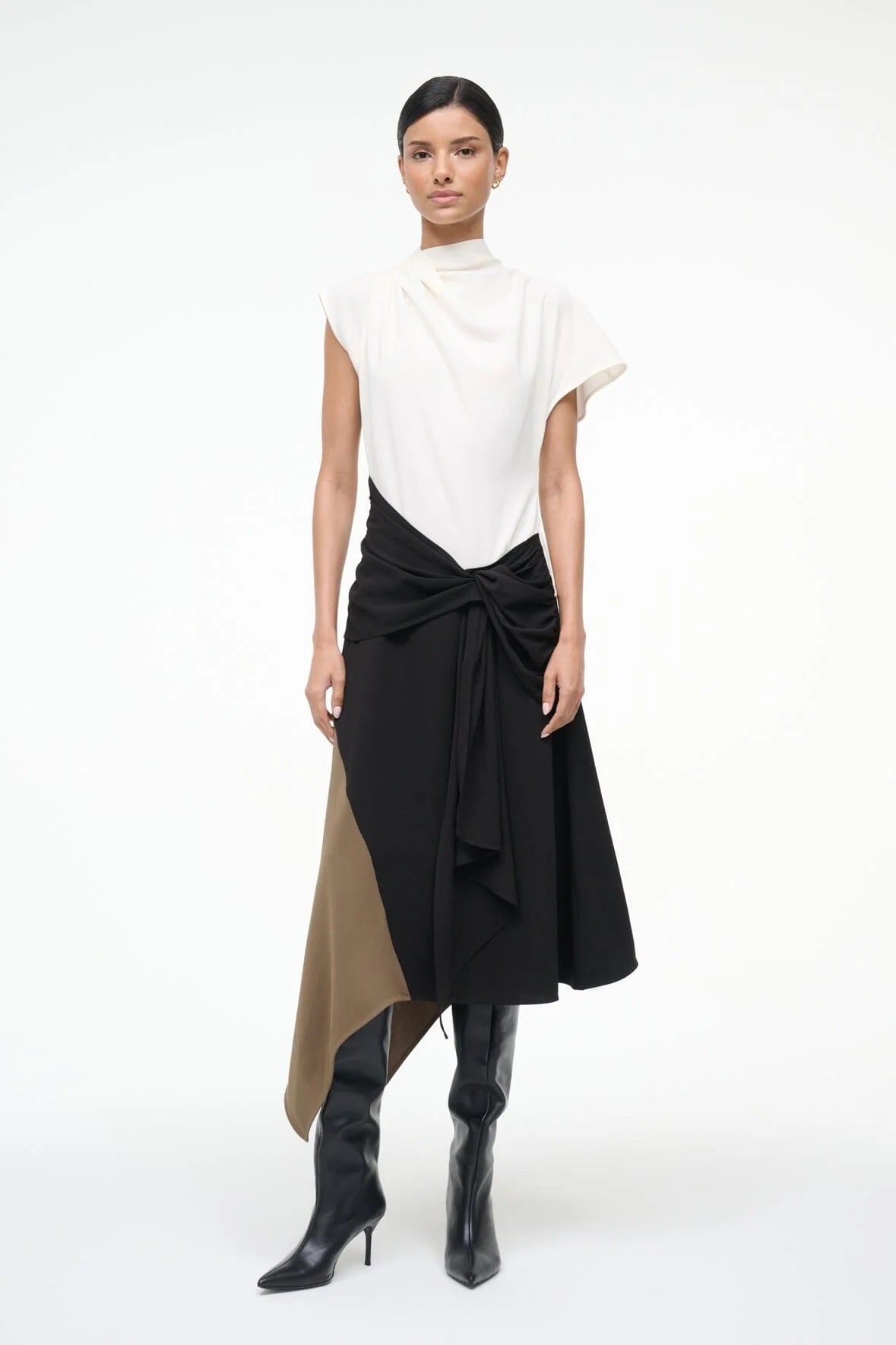 staud davina dress black multi