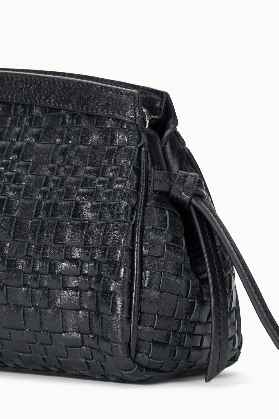 staud maude convertible clutch black woven leather