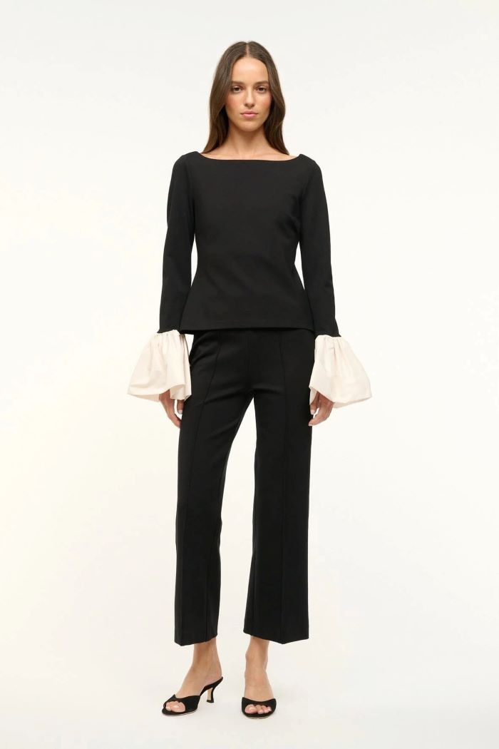 staud paige top black/ivory