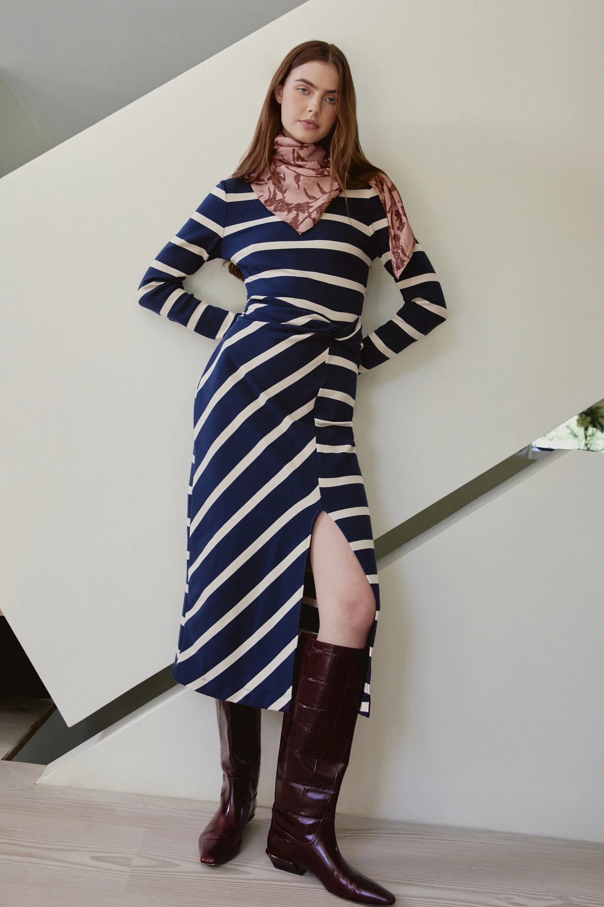 tanya taylor brindy dress maritime blue cream stripe