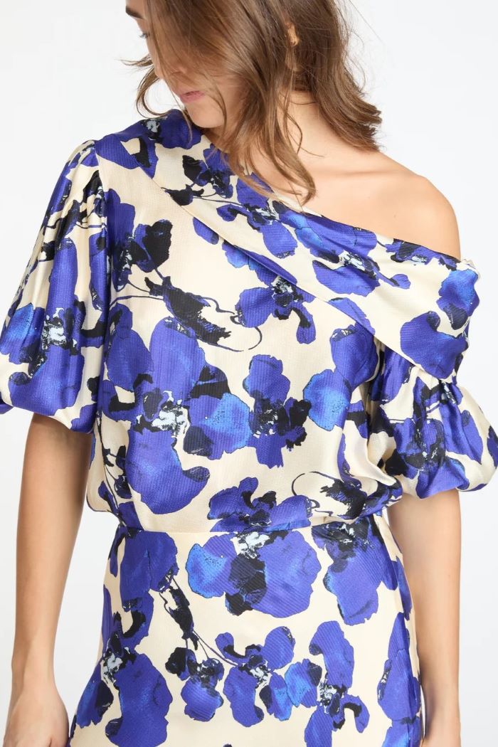 tanya taylor georgia top blue cream multi