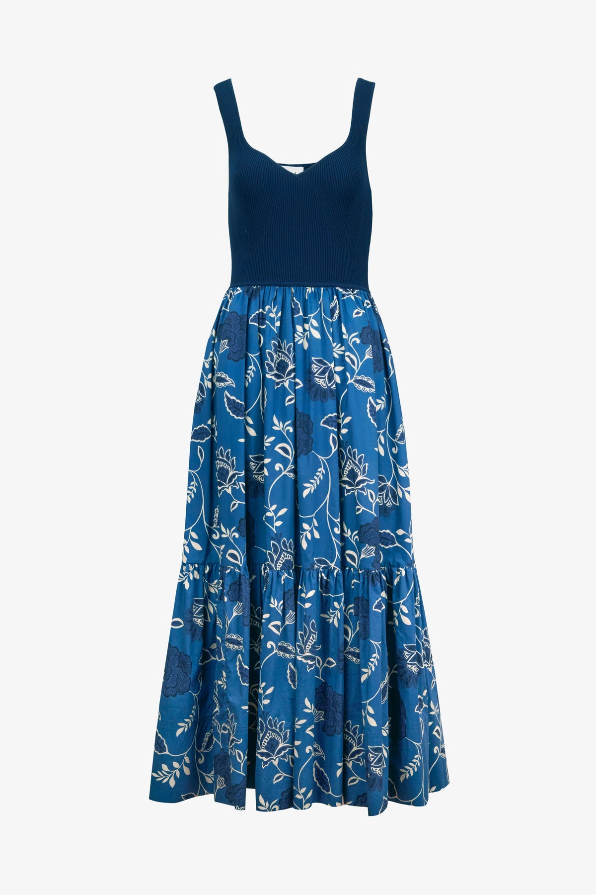 tanya taylor josephina dress maritime blue french blue cream
