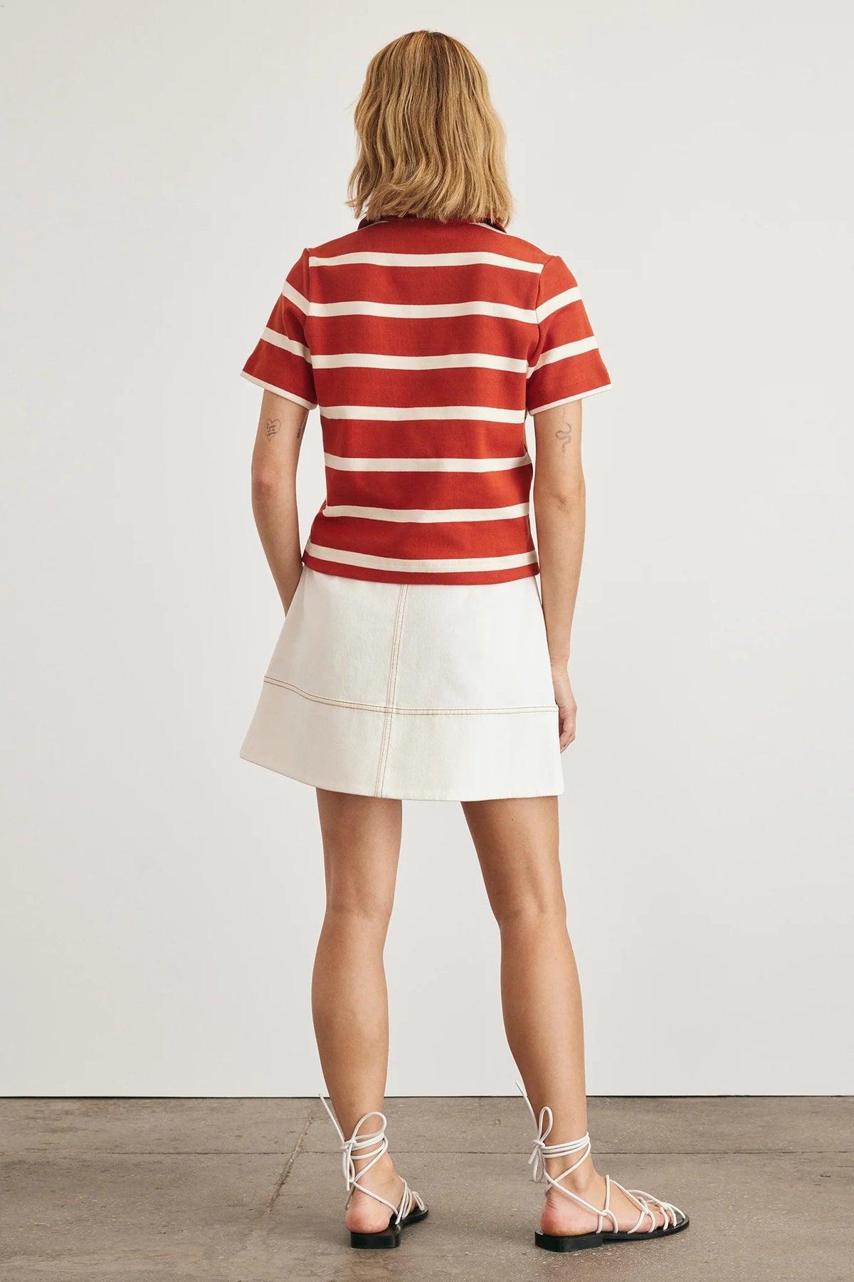 tanya taylor melanie top brick cream wide stripe