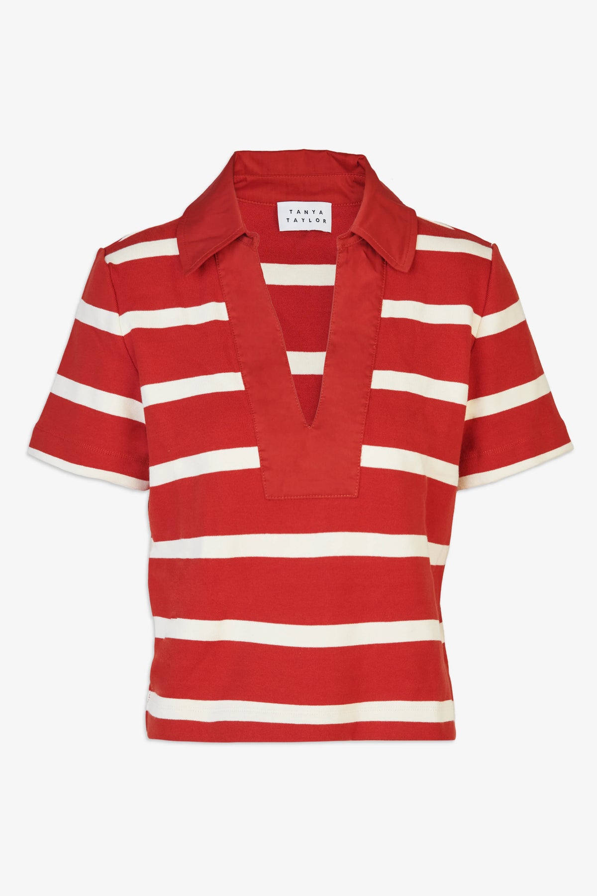 tanya taylor melanie top brick cream wide stripe