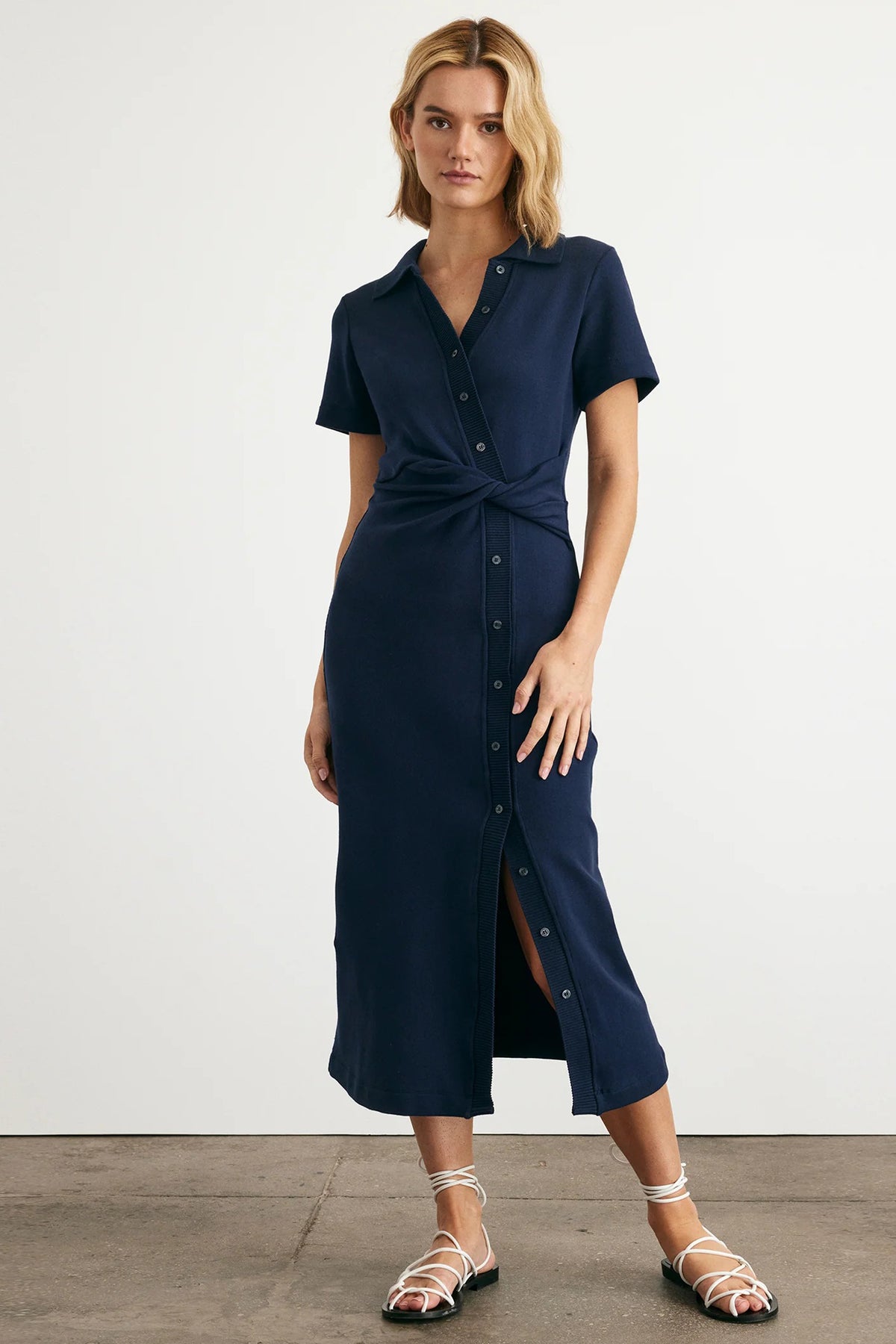 tanya taylor short sleeve ellicot dress maritime blue