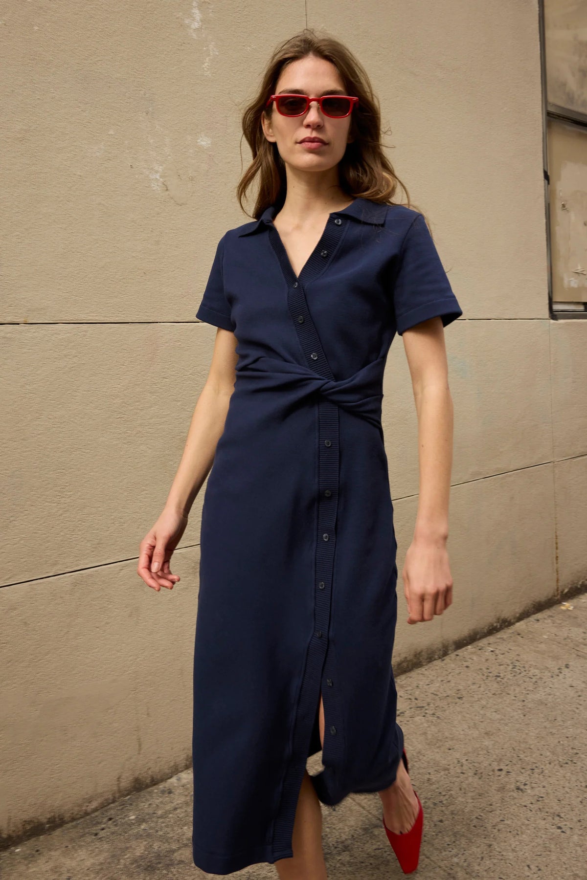 tanya taylor short sleeve ellicot dress maritime blue