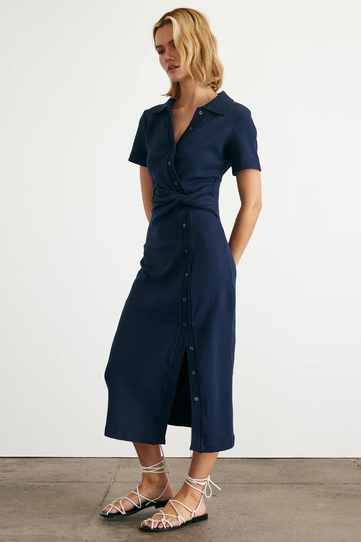 tanya taylor short sleeve ellicot dress maritime blue