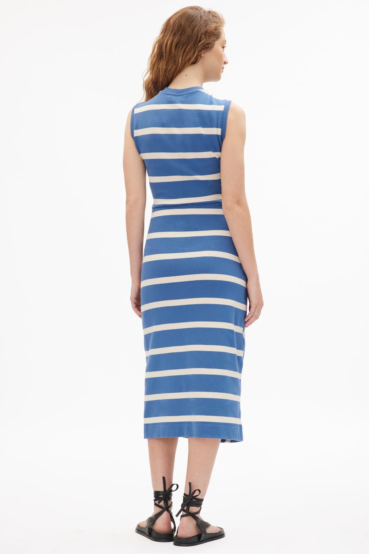 tanya taylor sleeveless cody dress french blue cream