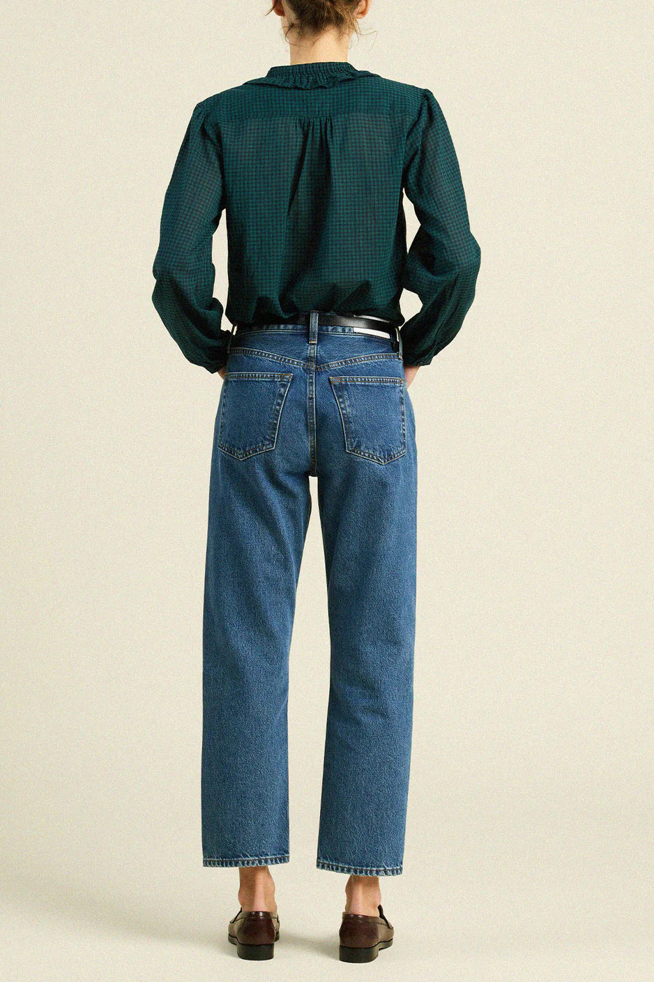 trovata alise blouse sea pine check