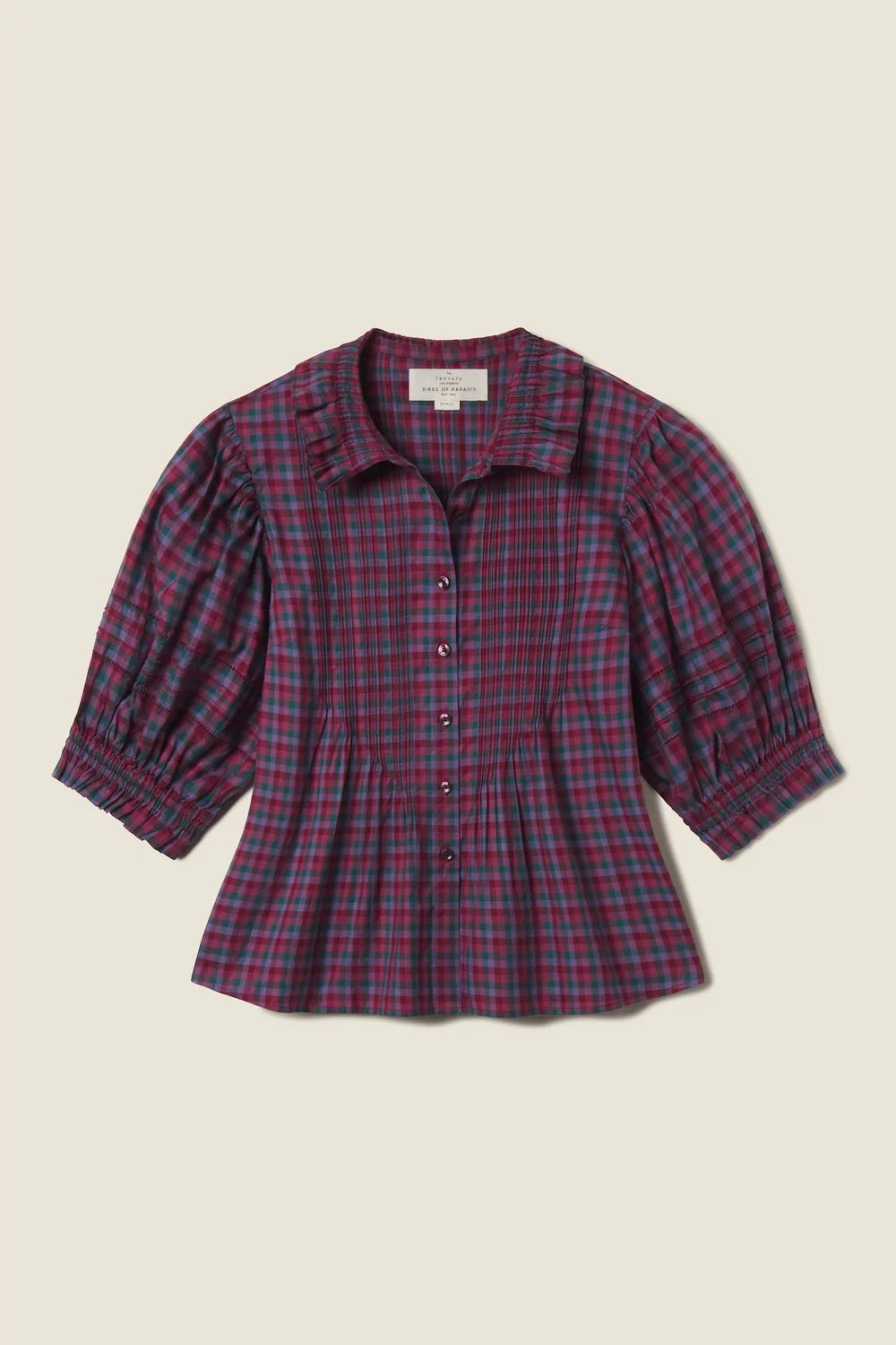 trovata jess blouse poppy & pine check