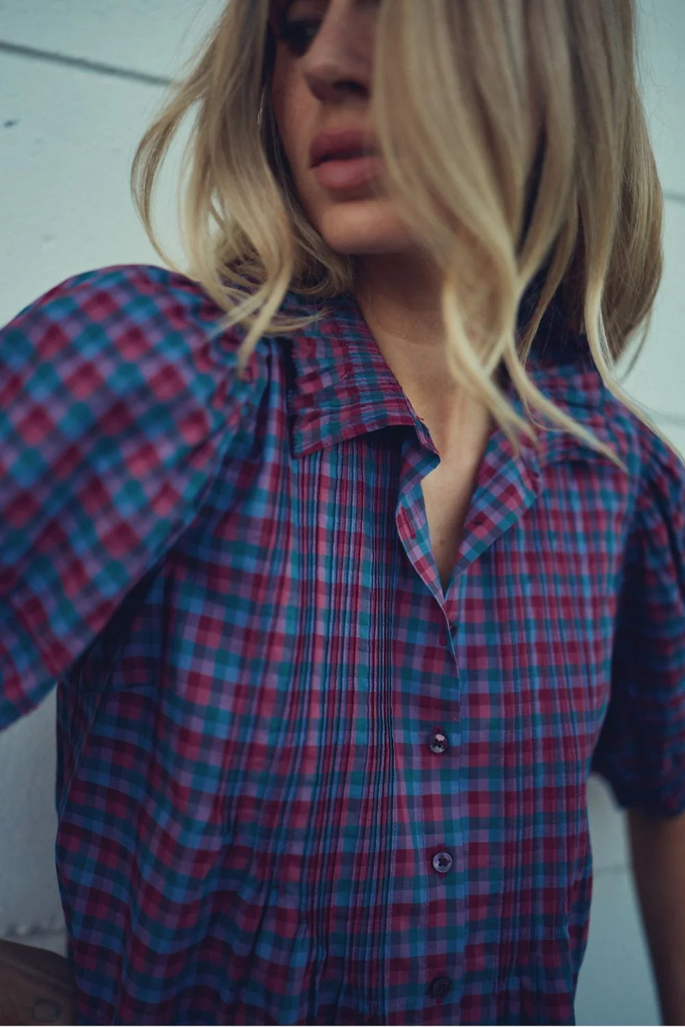 trovata jess blouse poppy & pine check