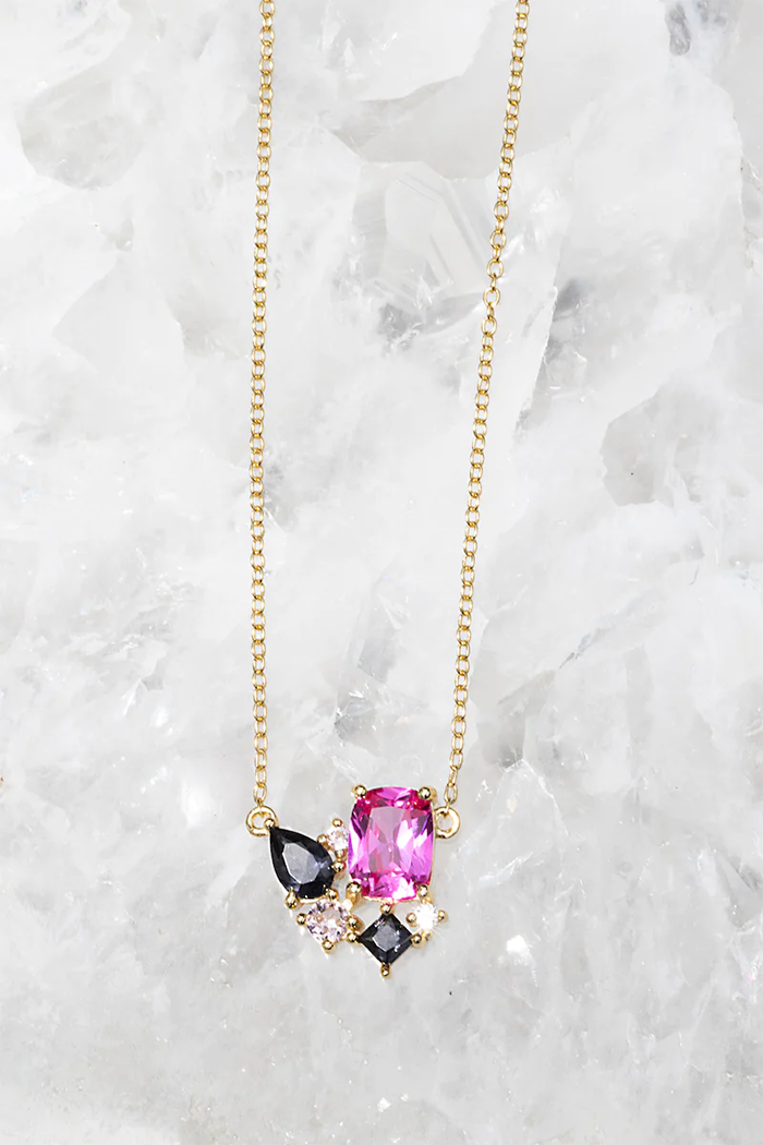 native gem bouquet necklace pink topaz