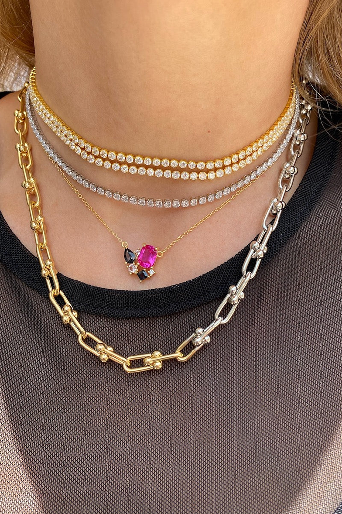 native gem bouquet necklace pink topaz