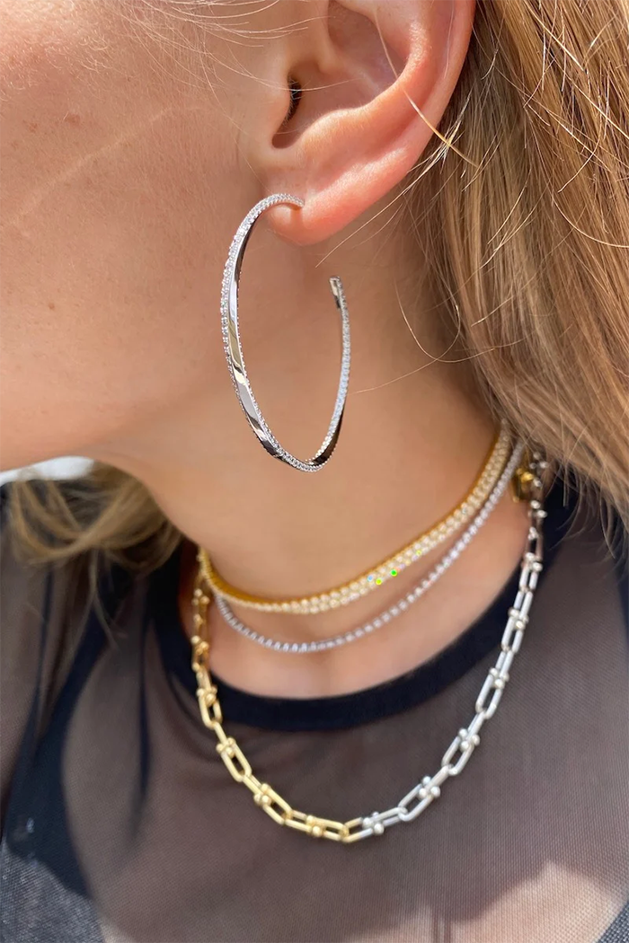 native gem twisted hoops sterling silver