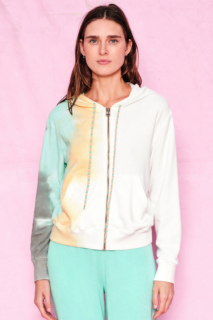 Cropped tie dye clearance zip up hoodie