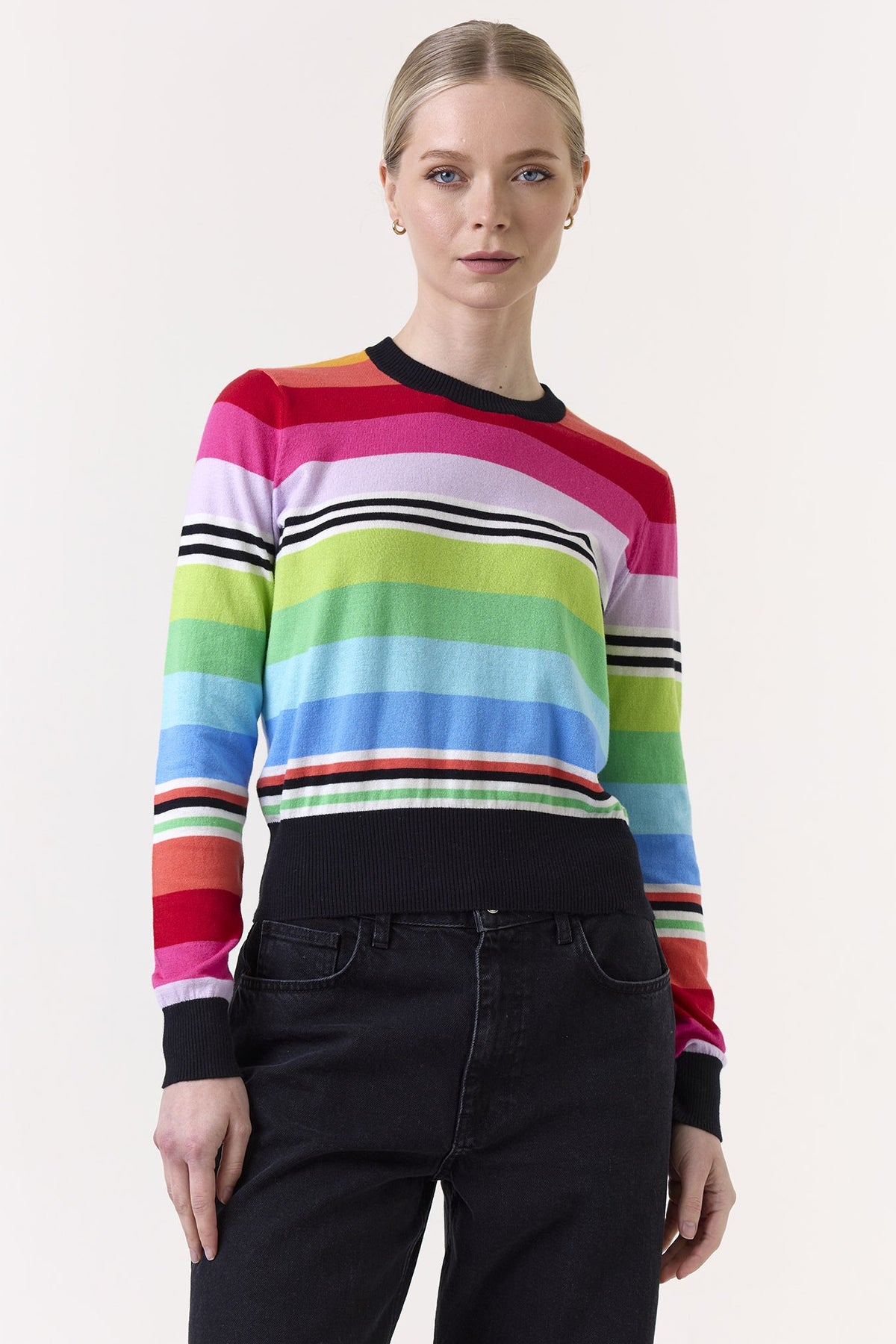 wispr by brodie ivy stripe crew rainbow black