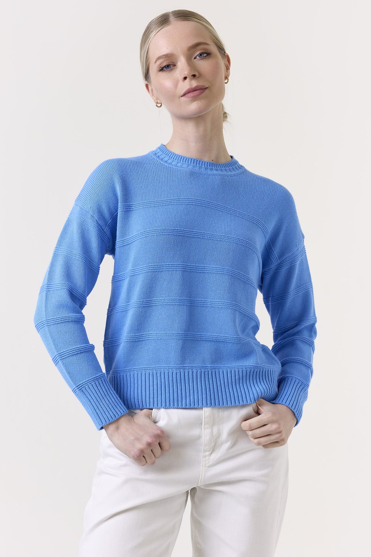 wispr by brodie tilly textured stripe crew tranquil blue