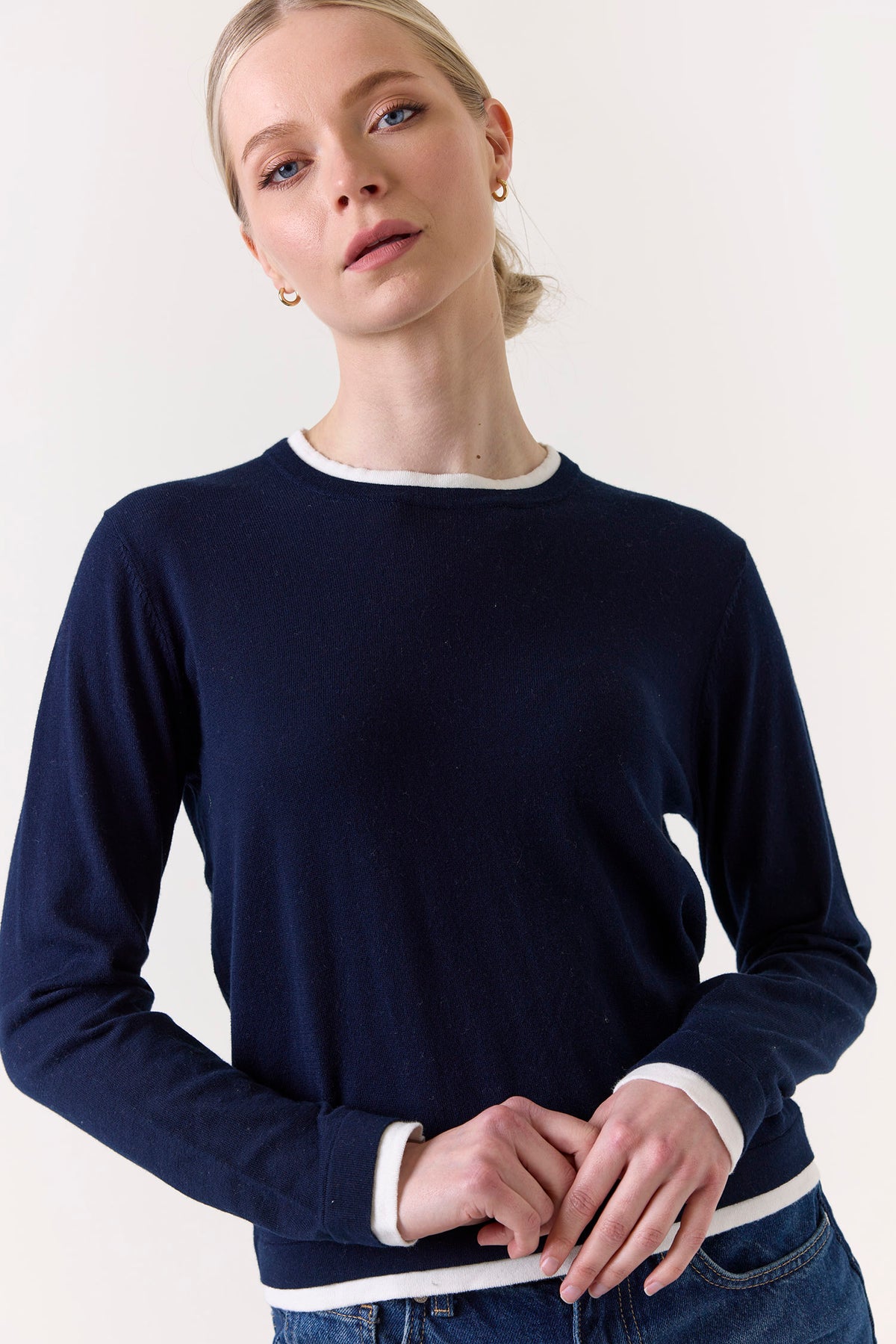 wispr by brodie double contrast crew navy